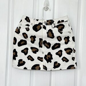 Sunset + Spring Leopard Print Denim Skirt